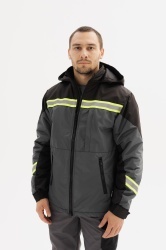 Одежда специальная утепленная Куртка Бренд с СОП демисезонная мужская, арт. КУР 101/ДМ, серый/черный