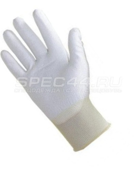 Перчатки нейлоновые с П/У покрытием (цвет белый) 