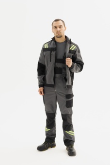 Одежда специальная летняя Костюм Грит Люкс с СОП мужской, арт. КОС 004, серый/черный